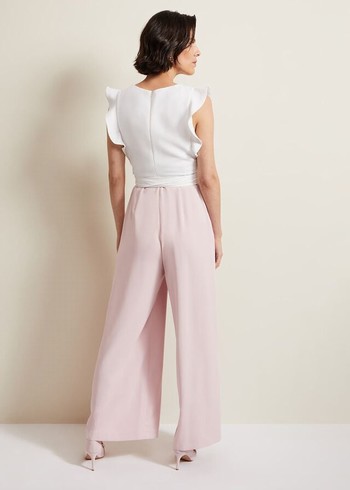 Phase Eight Ayla Ruffle Jumpsuit Pink USA | 1480365-UO